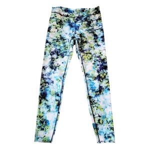 Athleta M Hypersonic Sonar Leggings Womens Size Medium Blue Green Watercolor NEW